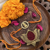 Vriksham Rakshabandhan Kundan Jadau Round Lakshmi Pendant Rakhi-White-G18955